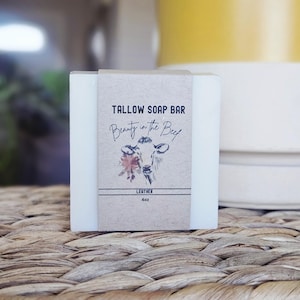 Leather Scented Beef Tallow Soap Bar | Handmade Soap | Natural Tallow Skincare for Men & Women