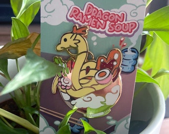 Hard Enamel Pin - Dragon Ramen Soup - 40x50mm - Gold Metal finish