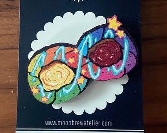 Neurodiverse Pastry Wooden Pin - 50mm - Wood - Rubber Clutch