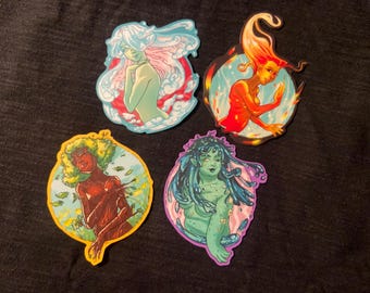 Elemental Ladies - Stickers - Homemade - matte finish