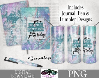 Do Not Disturb PNG Set for Journals and Tumblers, Whimsical Retro Pattern, DIY Pen Wrap, Notebook Cover Art, Printable Wraps for Crafting