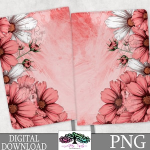 Cosmos Floral notebook dagboekontwerp PNG sublimatie digitale download, lentesublimatie ontwerpen, Instant Download