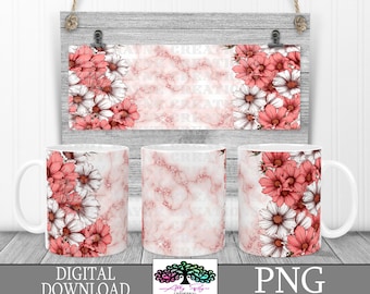 Floral 11oz Mug Sublimation Design PNG, 11OZ Coffee Mug Design, Mug Design Wrap, Mother's Day 11oz Mug, 11 oz Mug Wrap PNG Digital Download
