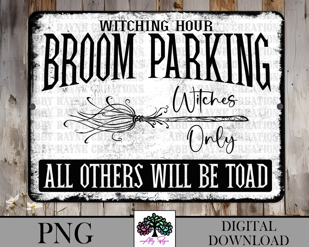 Metallschild Hexen Besen Parking - Lustiges Halloween Schild 20,3x30,5cm