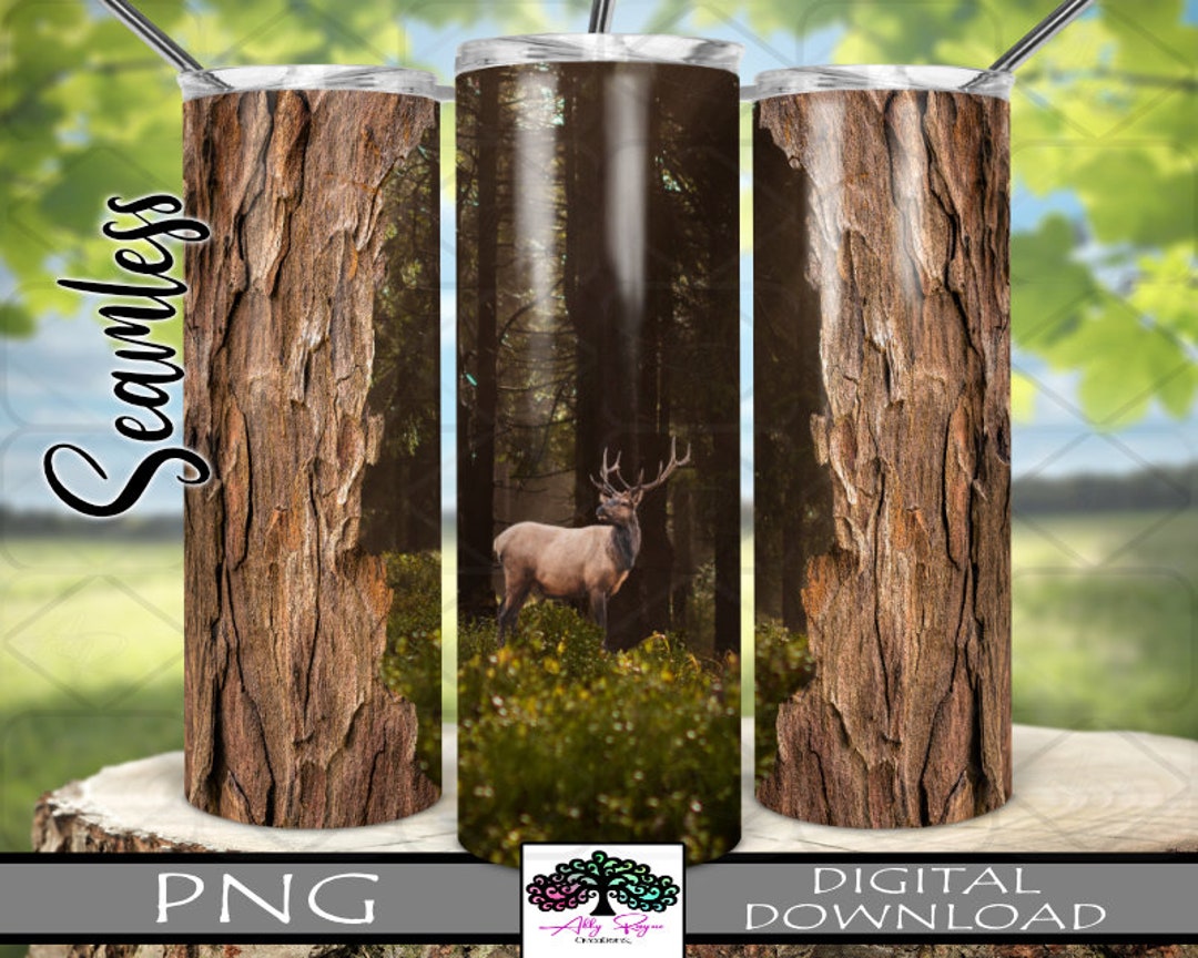 Deer Hunting Tumbler Wrap PNG, Seamless 20oz Skinny Design (digital ...