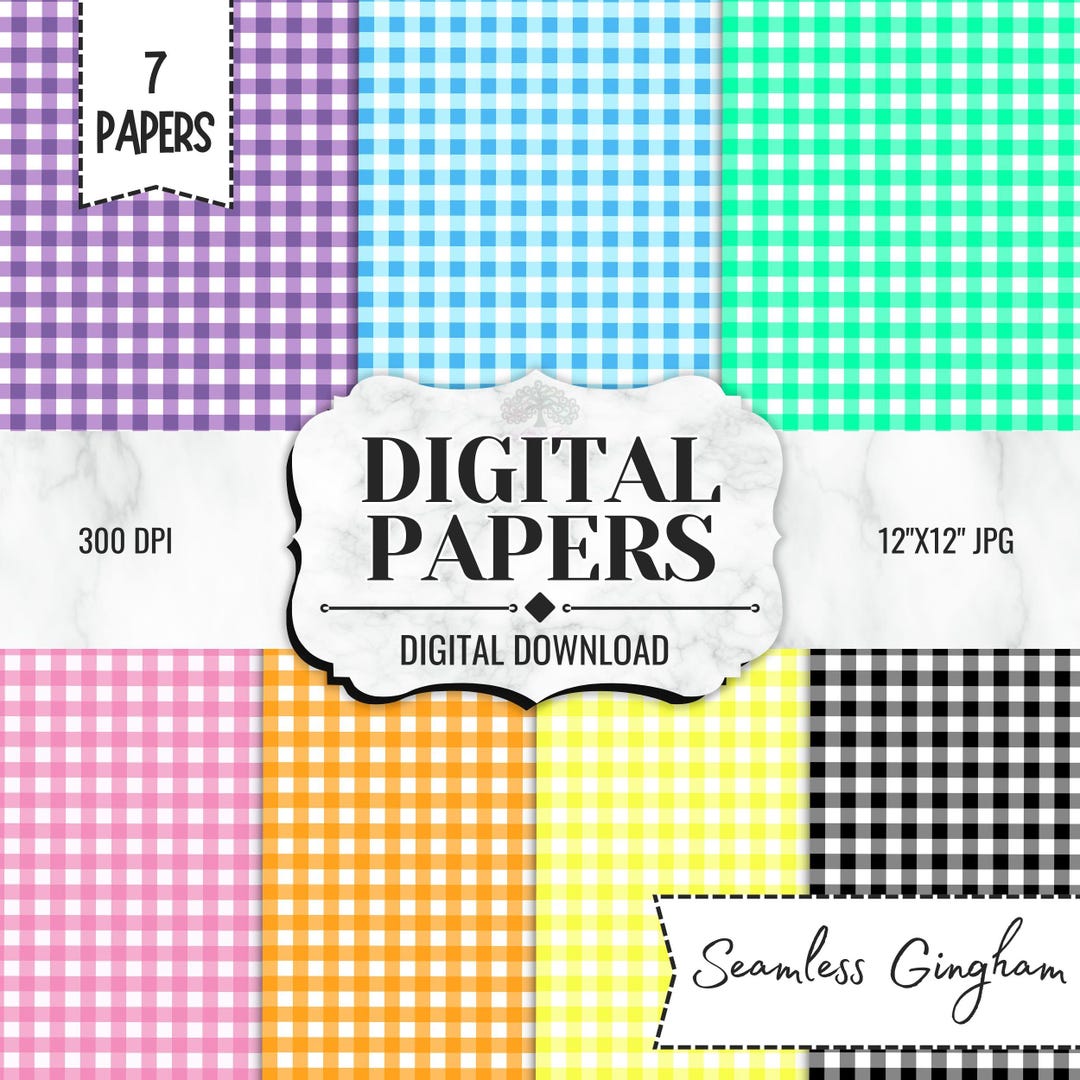 Seamless Gingham Scrapbook Paper Digital Download | Gingham Pattern for ...