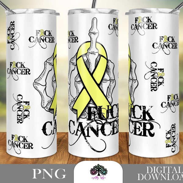 Cancer Survivor 20oz Skinny Tumbler Sublimation Design PNG Digital Download, Sarcoma Bone Cancer Tumbler Wrap, Yellow Ribbon Tumbler Wrap