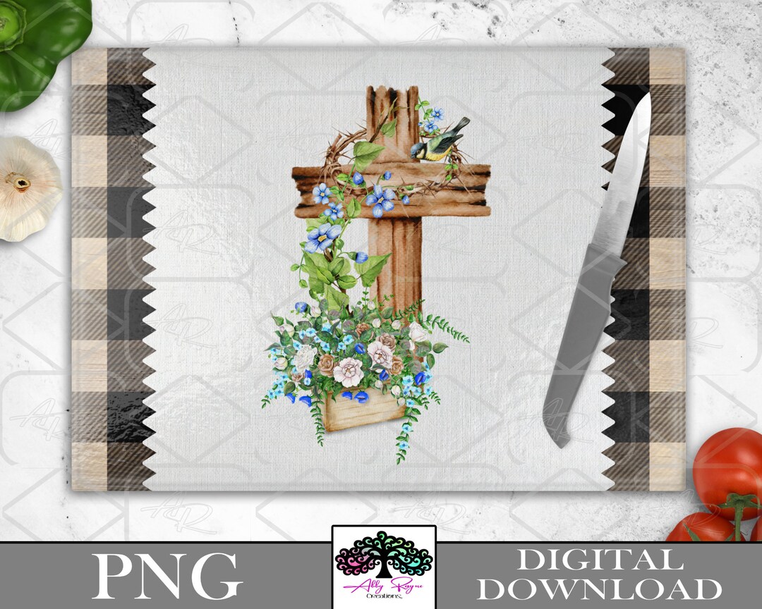 Easter Glass Cutting Board PNG Placemat Cross Sublimation Etsy