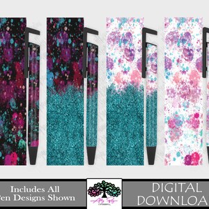 Paint Splash Pen Wraps: Glitzer-Effekt Design-Vorlage (Digitaler Download)