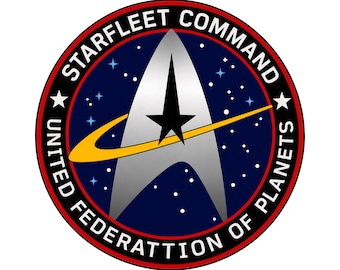 Adesivo circular azul do Comando da Frota Estelar | Holográfico ou brilhante | Adesivo de vinil com emblema de ficção científica