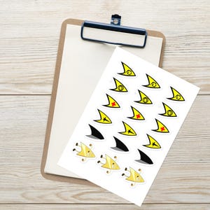 Hoja de calcomanías brillantes con insignias de ciencia ficción / Insignias galácticas icónicas para computadoras portátiles, cuadernos y manualidades / Perfectas para fanáticos de las estrellas