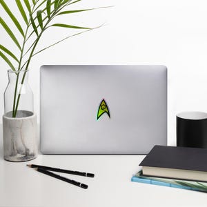 宇宙艦隊作戦ホログラフィックステッカー - ノートパソコン、ウォーターボトル、携帯電話用スタートレックビニールデカール - SFファン、トレッカーギフト
