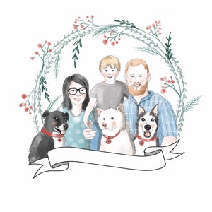 Custom Family portrait; Includes 6 people or pets; Digital portrait; Gift for Anniversary; Personalized portrait; Family and pet portrait