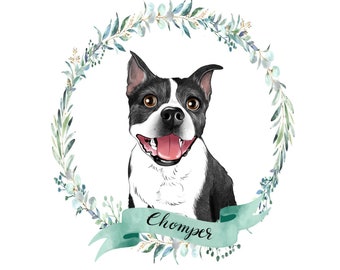 Custom pet portrait; digital dog portrait; French bulldog portrait; unique pet illustration; Gift for dog lovers; Pet drawing; Gift for her