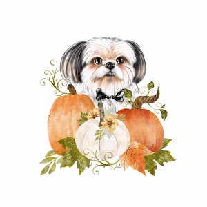 Autumn portrait of your dog or cat Includes 1 pet Fall portrait Pumpkin and dog Custom portrait of your pet image 1