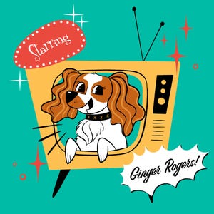 1 pet custom portrait, Personalized gift for dog lovers, pet loss memorial, digital cartoon of dog or cat, Midcentury Modern, Vintage TV