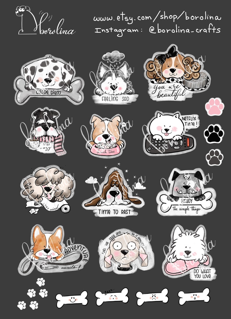 Digital Clipart Dogs Clipart Dog Stickers Cute Dogs Clever Etsy