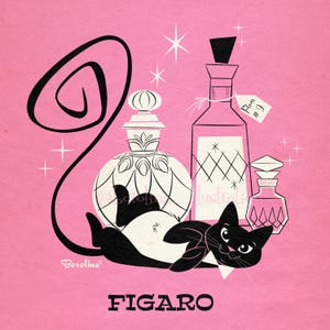 1 retrato de GATO en estilo moderno de mediados de siglo; Cualquier raza de gato con fondo de botellas; Caricatura personalizada de tu mascota