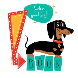 1 PET Retro portrait; Dog cartoon; Midcentury Modern illustration; Pet portrait; Cat cartoon; Birthday gift; Fun gift for retro lovers