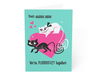Love Cats, Romantic printable card for your loved one; Customizable, DIGITAL