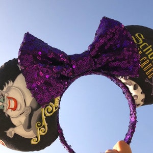 Disney Villains Minnie Ears | Evil Queen & Ursula Inspired Mouse Ears | Wicked Villains Ears for Halloween and Park Days