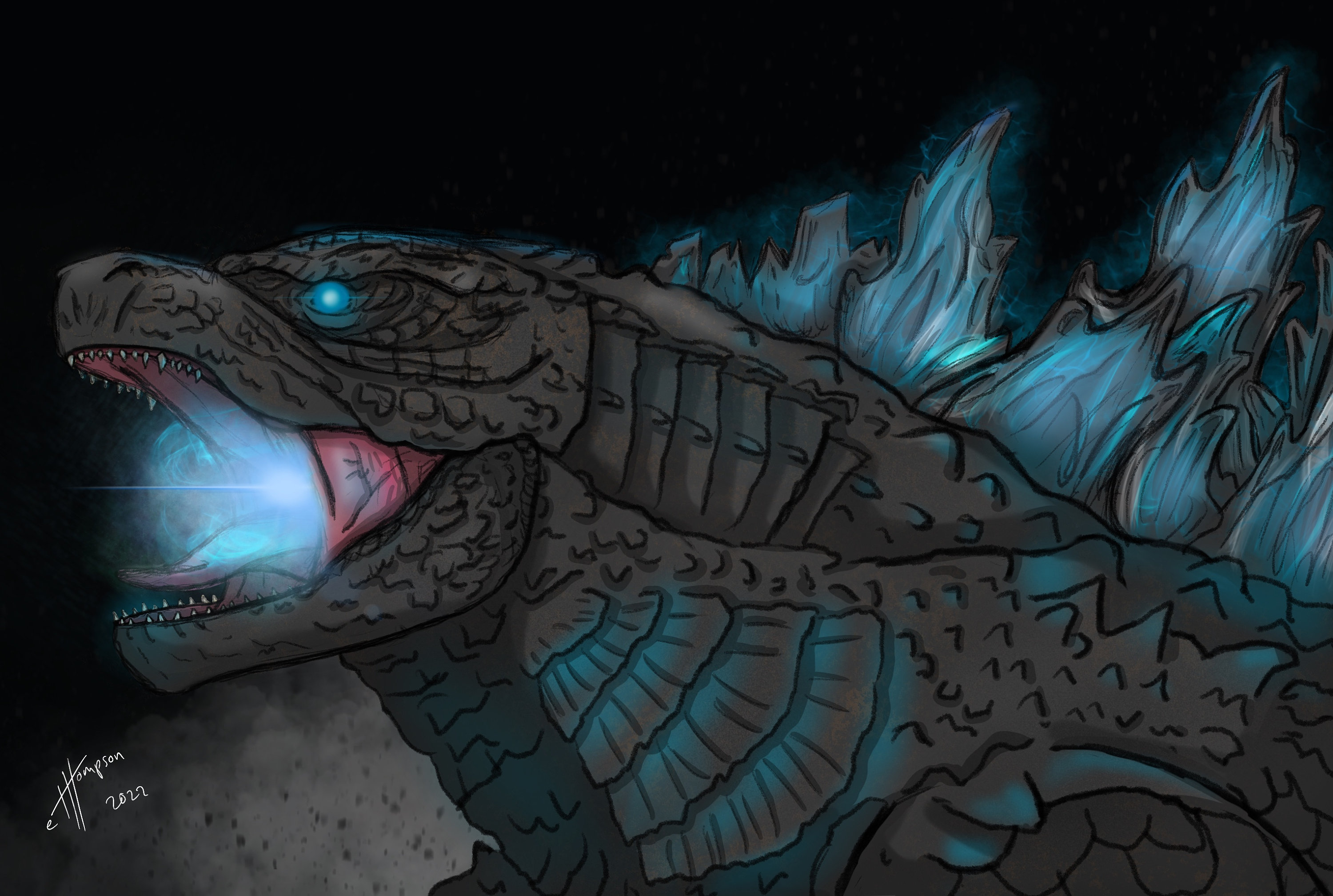 godzilla 2022 atomic breath drawing