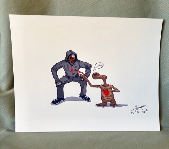 Cyborg Meets E T Fan Art Digital Art Dc Comics Extra Etsy