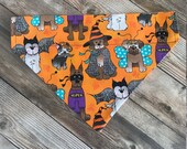 Halloween Dog Costumes Over the Collar Dog Bandana. Fall Dog Bandana. Autumn dog. dog dress up. personalized bandana. custom dog costume.