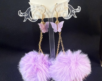 Earplug Earrings (Purple Puff)