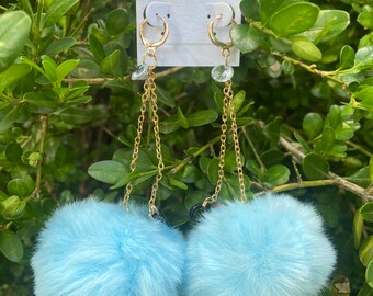 Earplug Earrings (Baby Blue Puff)