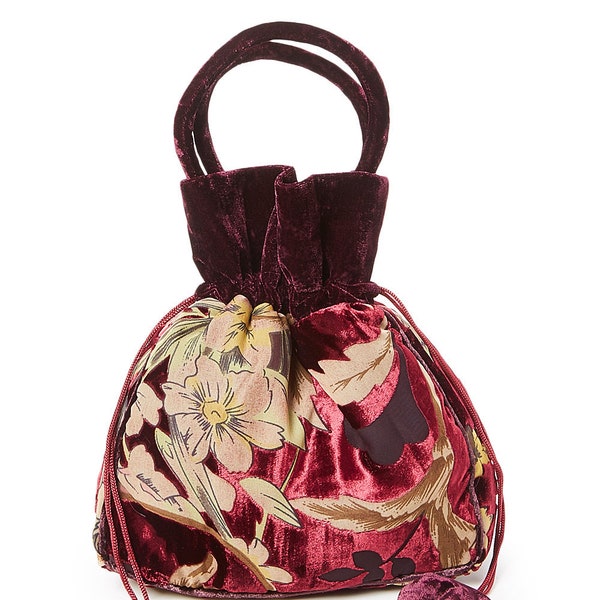 Women's Vintage Floral / Leaf / Paisley / Damask Velvet / Abstract Velvet Drawstring Bucket Bag & Pouch
