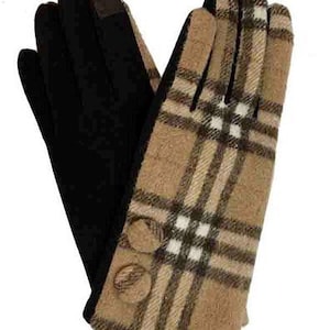 Plaid / Houndstooth Touchscreen Gloves Stretchable, Cotton Blend