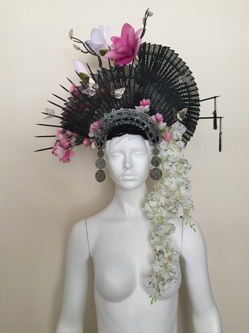 YAWEN Headdress Japanese Gothic Romantic Spring Flowers Fans - Etsy