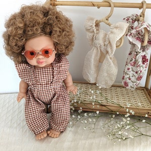 Ruffled jumpsuit for Minikane doll 34 cm Double gauze or printed cotton Model of your choice image 1