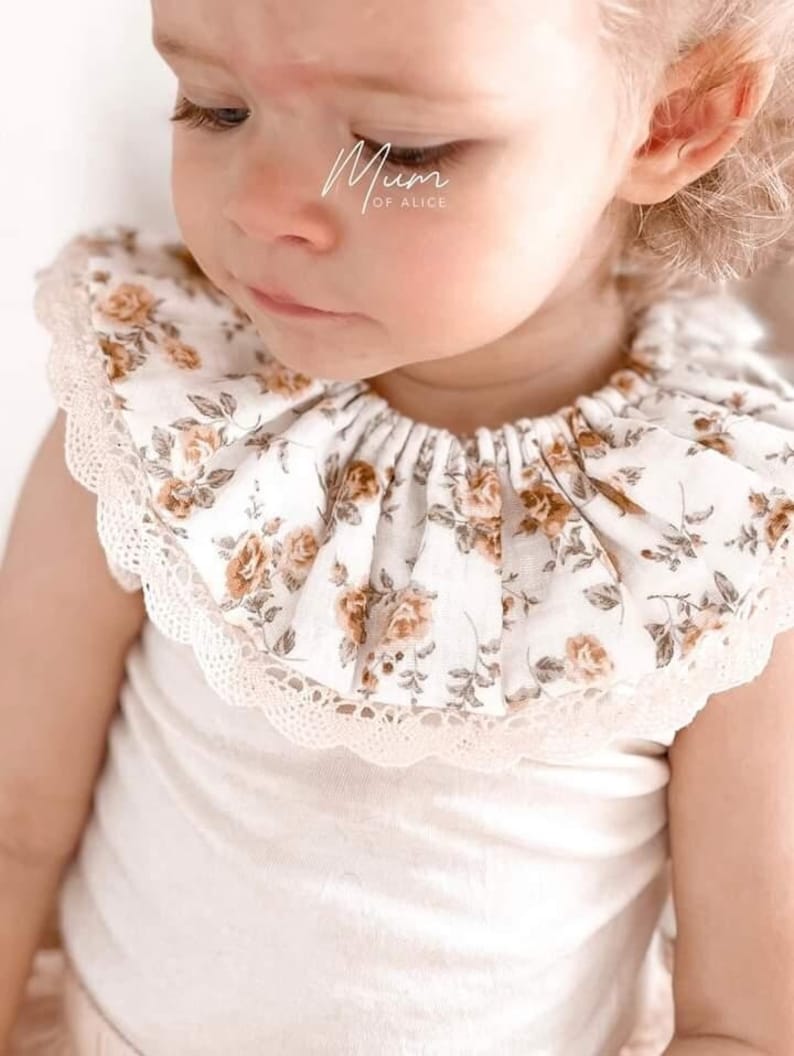 Children's removable Pierrot collar Double gauze & lace image 2