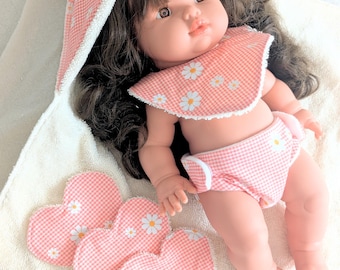 3 MODELES | Set de toilette, cape de bain, cotons, bavoir, couche pour poupée Minikane & Mini Colettos | Doll bath towel | Doll accessories