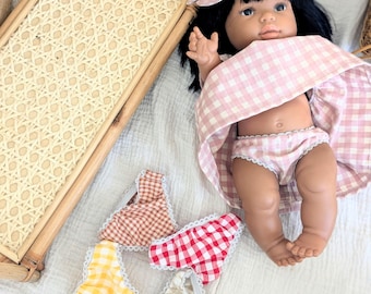 STOCK | Lace panties for 34 cm dolls | Gingham fabric | Minikane, Paola Reina, Mini Colettos - Handmade doll underwear