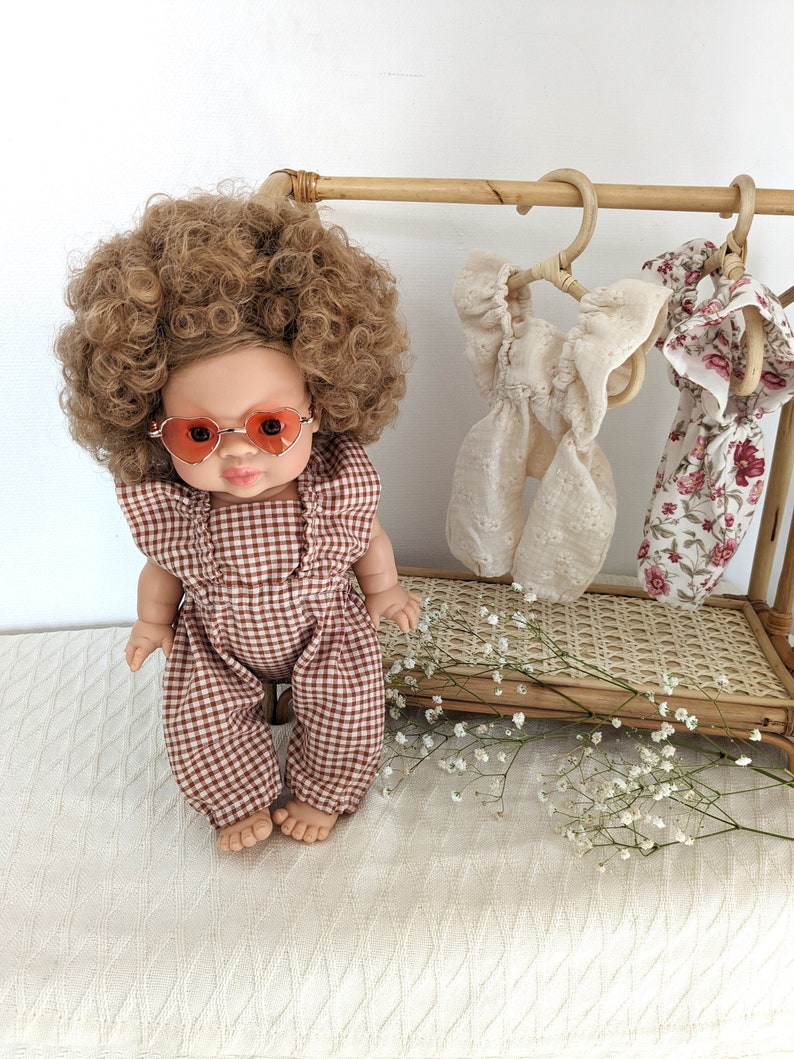 Ruffled jumpsuit for Minikane doll 34 cm Double gauze or printed cotton Model of your choice image 1