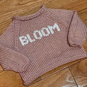 Baby Name Sweater, Custom Hand-Knit with Embroidered Name
