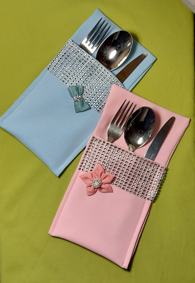 Set of 10 Silverware Holders Fabric Cutlery Pouches Etsy