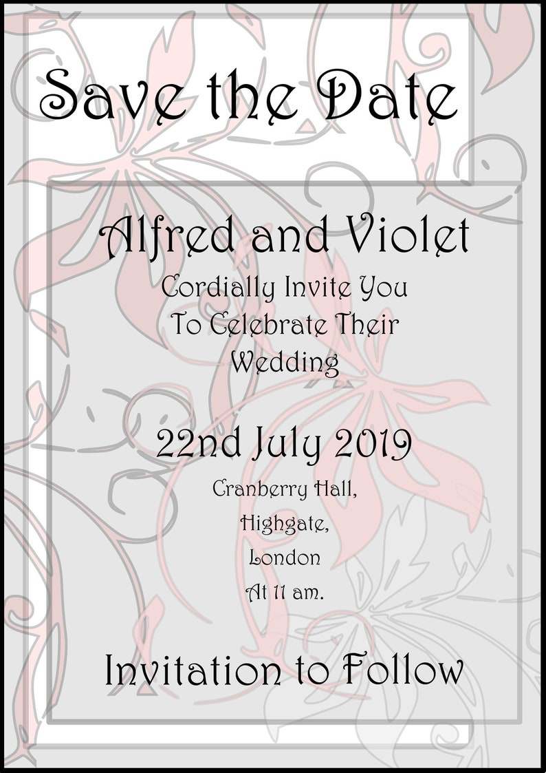 instant download save the date card electronic save the date card save the date card smartphone display pre invitation card art nouveau set electronic save the date card