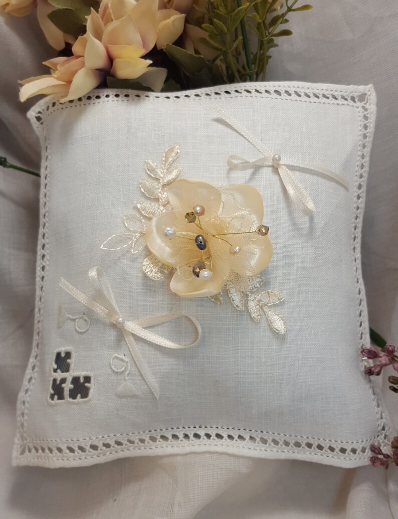 Italian Art Nouveau Wedding Ring Pillow Hand Embroidered Etsy