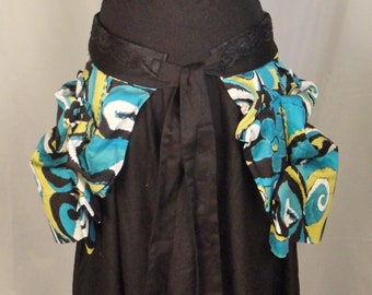 Up-cycled Teal Swirl of Color Bustle Skirt