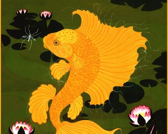 Leaping Goldfish, original artwork by Dandi Palmer to download and print out.