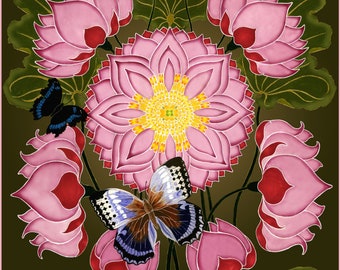 Lotuses, original artwork by Dandi Palmer to download and print out.
