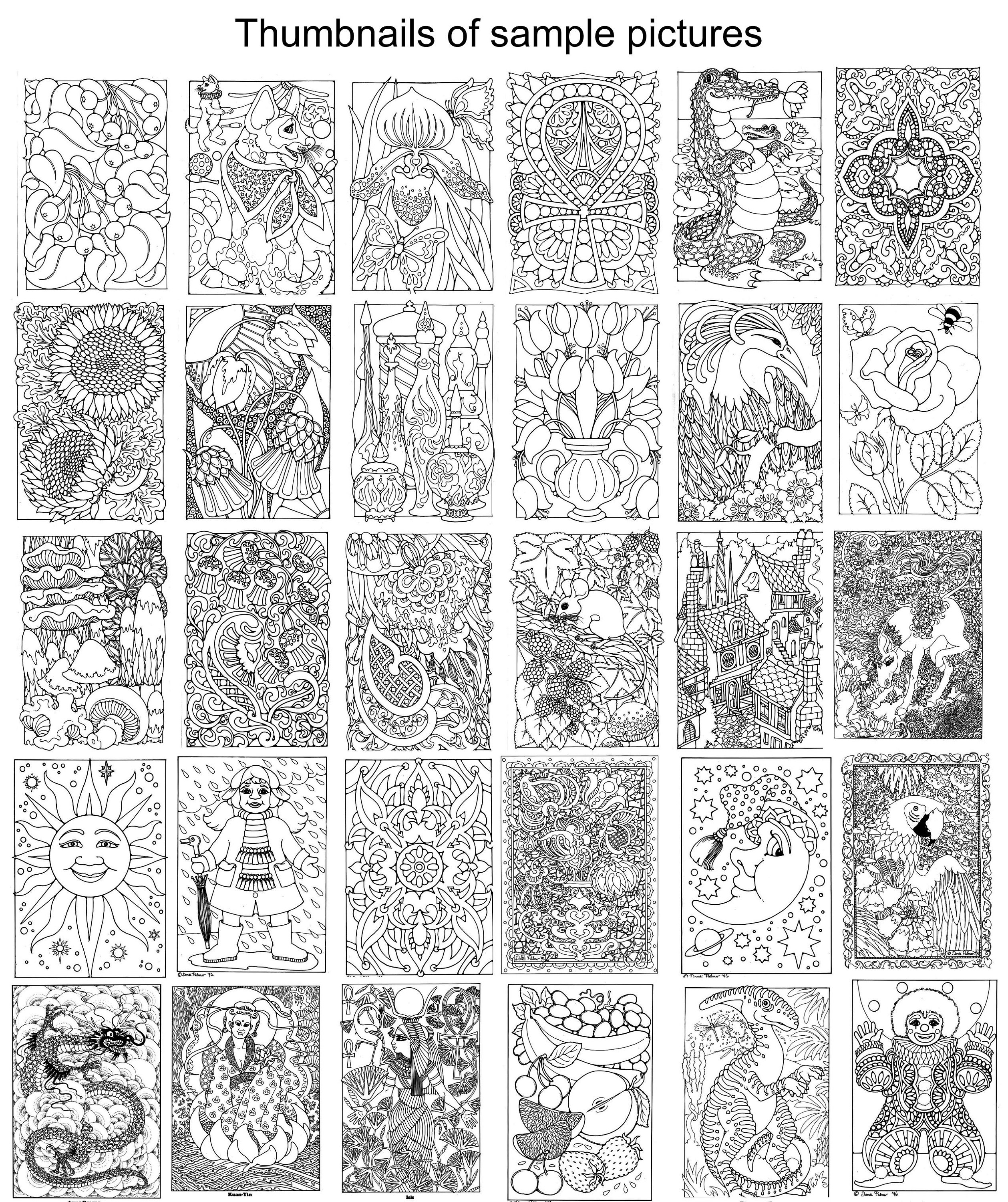 Pictures to Colour In, 42 Different Pages to Download and Print Out. - Etsy