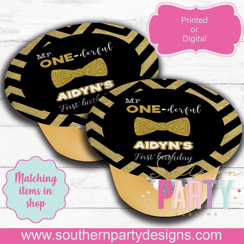Download Black Mr Mr One Derful Digital Labels Birthday Party Jello Gold Print Wonderful Custom Boy 1st Birthday Onederful Applesauce Party Supplies Paper Party Supplies Kromasol Com