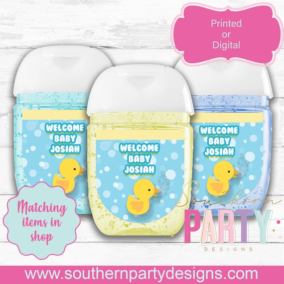 Rubber Ducky Baby Shower Hand Sanitizer Labels