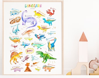Dinosaur Alphabet | Dino Print | ABC Poster | 11x14 or 13x19