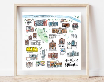 Edmonton Map Print | University of Alberta | UofA Map | Canadian University 9x9